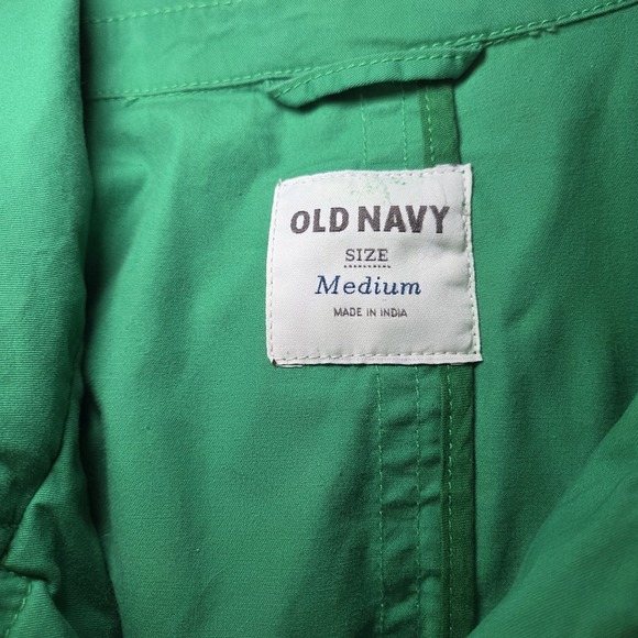 Old Navy Kelly Green Trench Coat Jacket Women Medium Belted Double Breasted - Picture 8 of 8